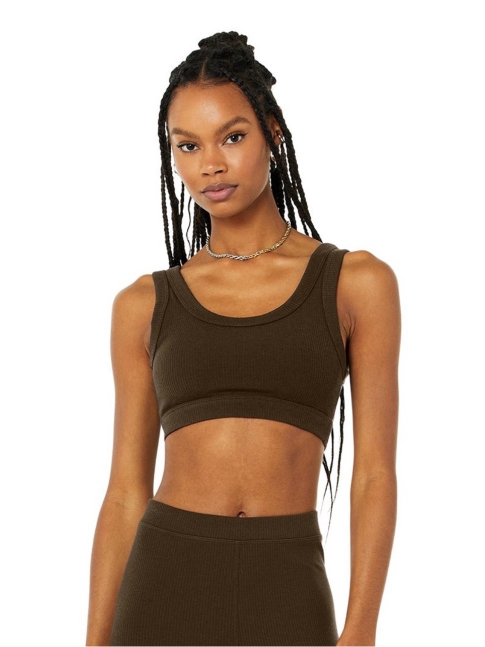 ALO Yoga Ribbed Wellness Bra in Espresso